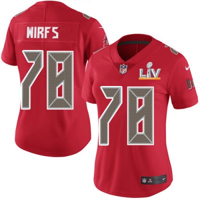 Nike Tampa Bay Buccaneers #78 Tristan Wirfs Red Women's Super Bowl LV Bound Stitched NFL Limited Rush Jersey